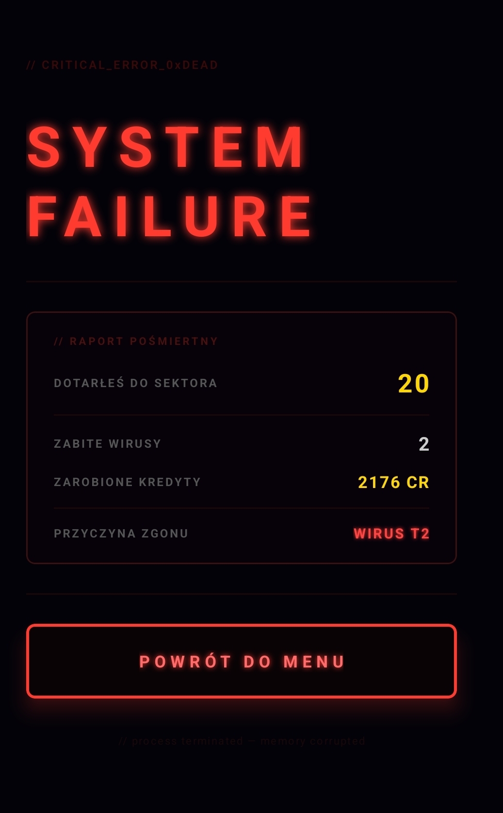 Neon Grid — game over